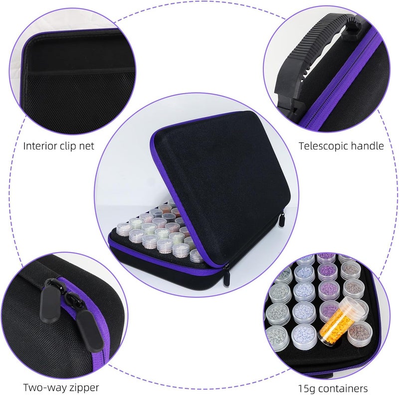 LEIYULY 60 Slots Storage Container for Diamond Art Kits with Diamond Art pens Tools and Portable Bead Storage Boxes, Diamond Art Storage Case and Diamond Art Storage Case - Image 3